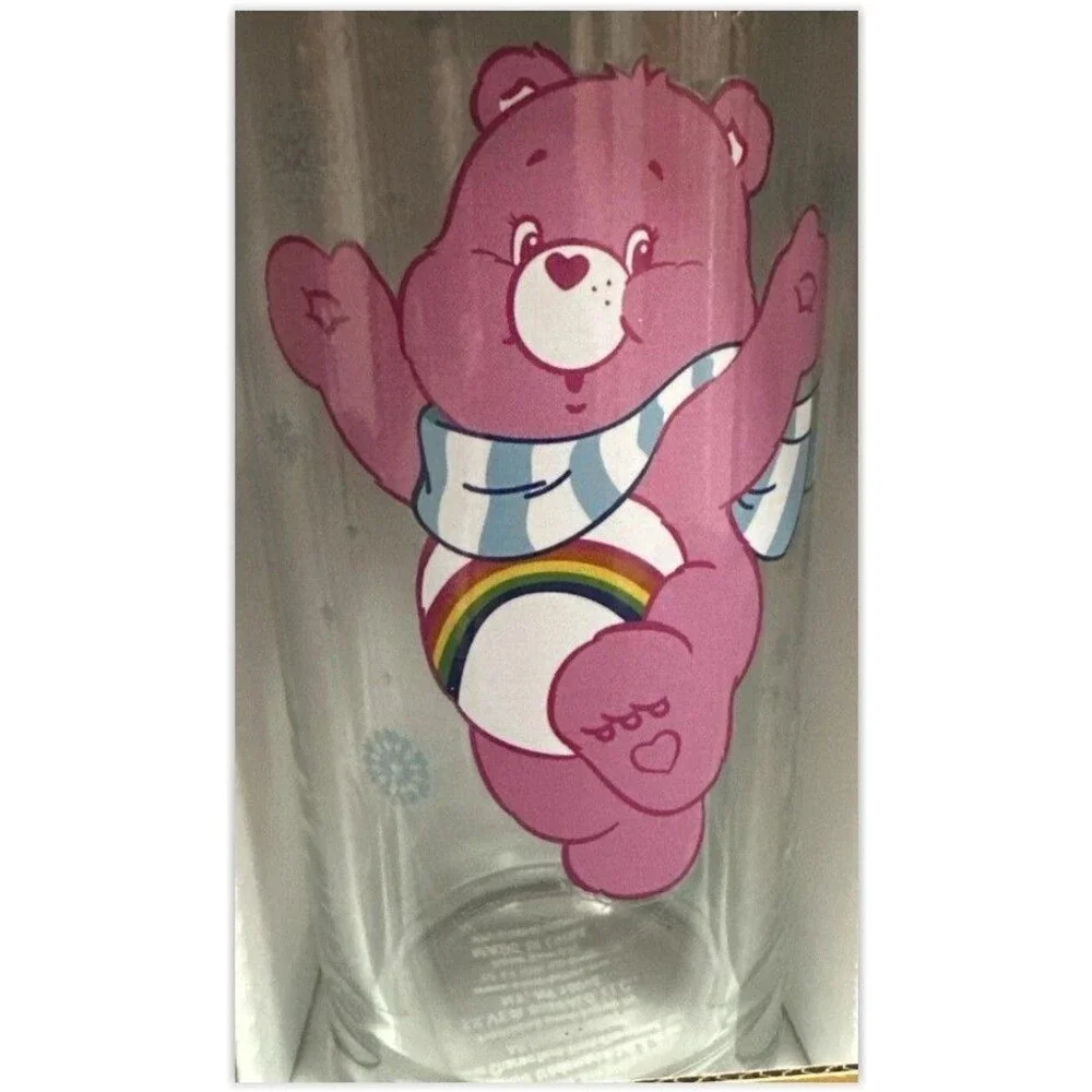 CARE BEARS Christmas Holiday Set Of 4 Glasses 10oz Glass Cups NEW